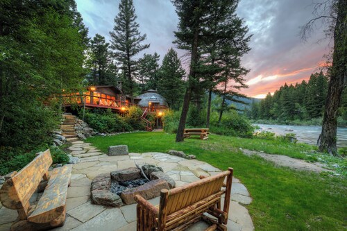 Experience a riverfront Big Sky home with hot tub!