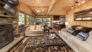 Living area - Riverfront Home, Private Hot Tub, Go Fish! (Gallatin Gateway)