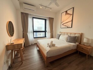 Family Studio, City View | Egyptian cotton sheets, premium bedding, pillow-top beds, desk - The Trusted Hospitality At Agile Suites (Kuala Lumpur)