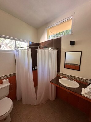 Serviettes fournies, savon, papier toilette