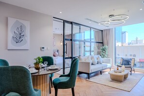 Deluxe Apartment, City View | Living area - Stella Stays Al Malqa Furnished Apts (Riyadh)