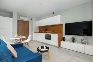 TV, offices - Modern Studio in Krakow | Air Conditioning and Gym (Kraków)