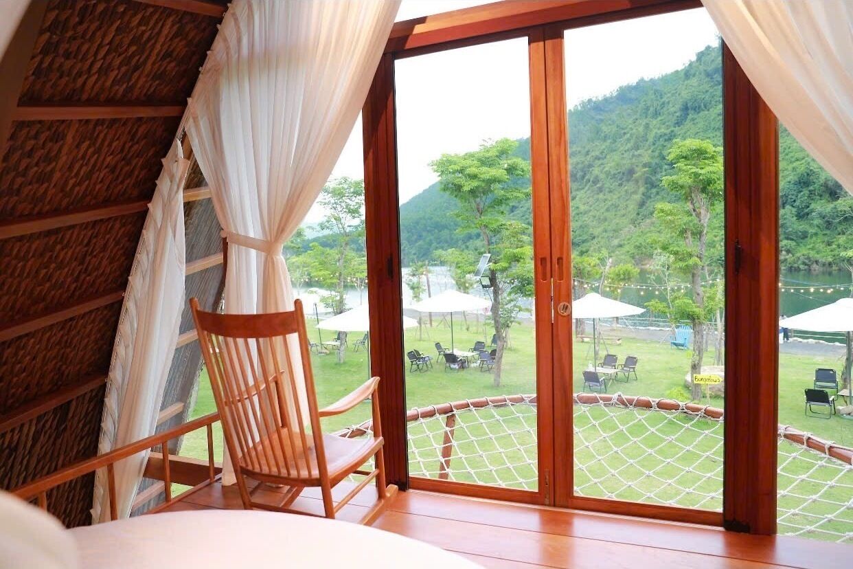 Bungalow, eigener Pool, Flussblick | Ausblick vom Zimmer