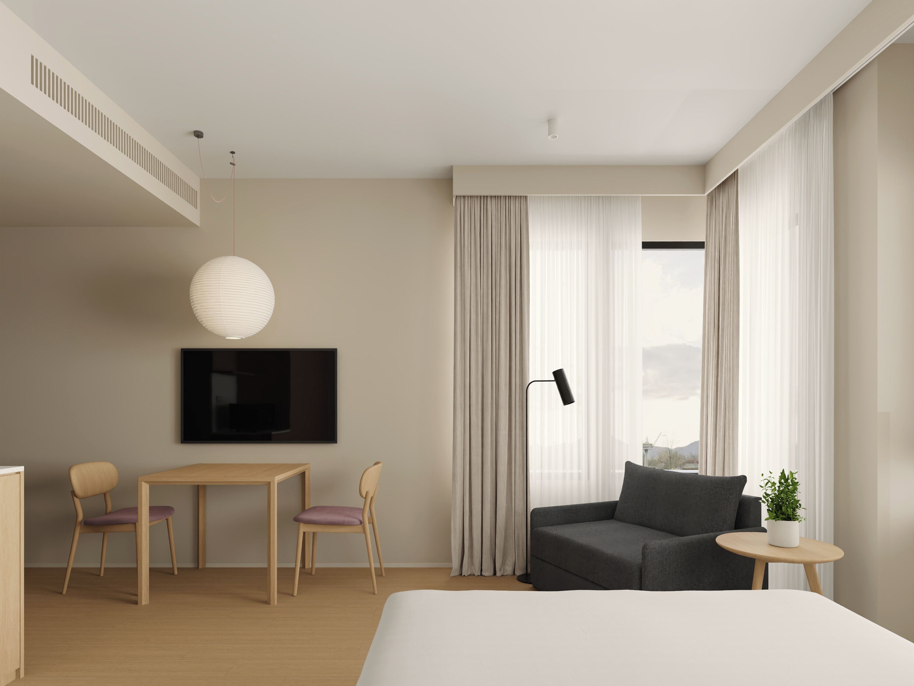 Blackout curtains, iron/ironing board, free WiFi, bed sheets