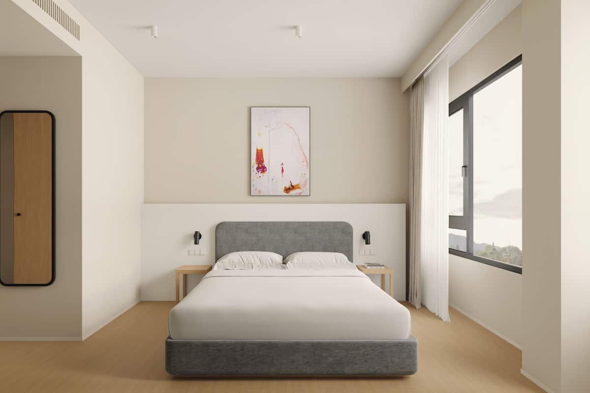 Blackout curtains, iron/ironing board, free WiFi, bed sheets