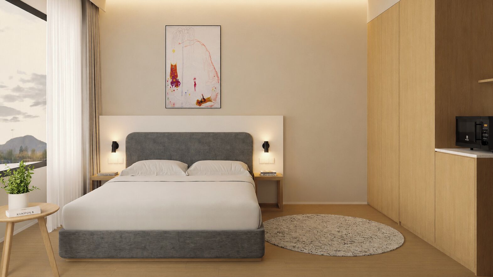 Blackout curtains, iron/ironing board, free WiFi, bed sheets