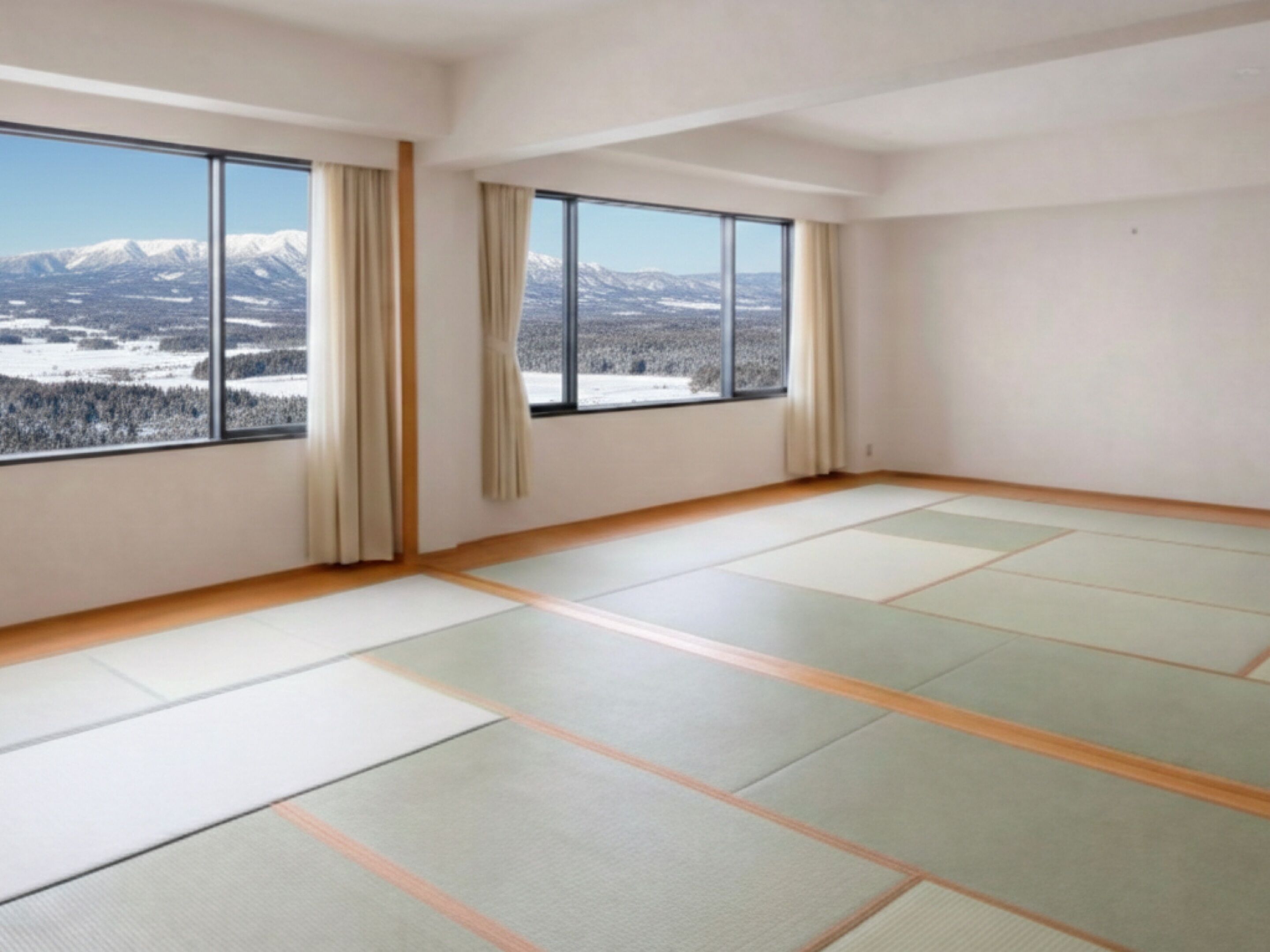 Chambre de style japonais, vue montagne