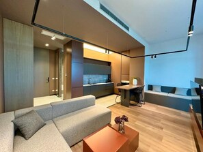 Apartamento luxo, de frente para a praia | Área de estar