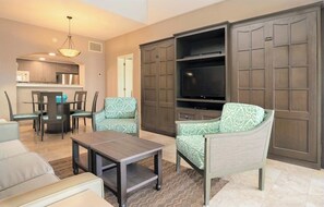 TV - 2-bedroom ocean view villa in enchanting Cancún with balcony and on-site dining. (Cancún)