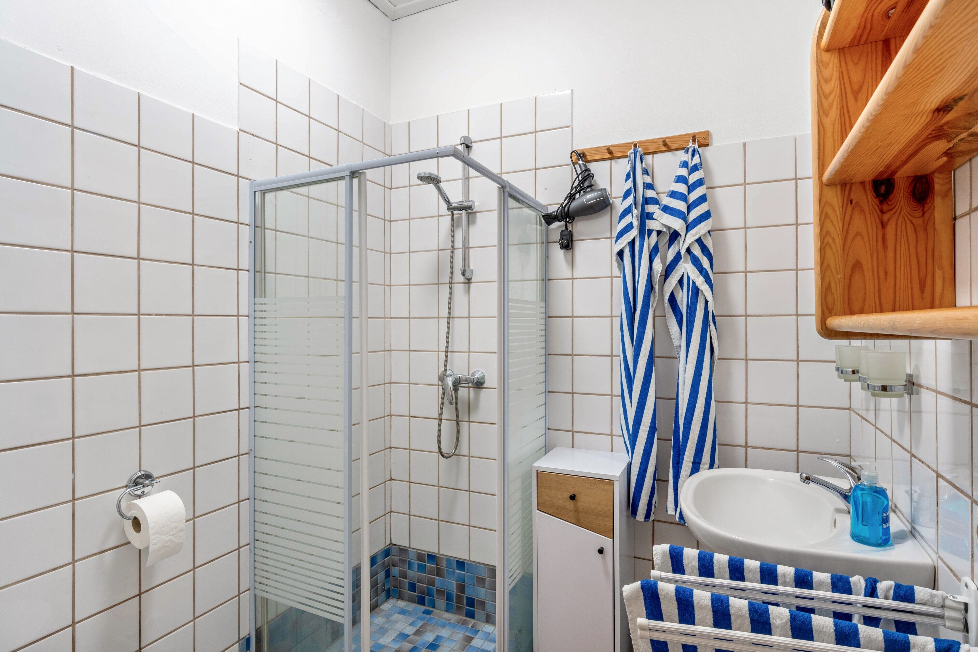 Dusche, Haartrockner, Handtücher