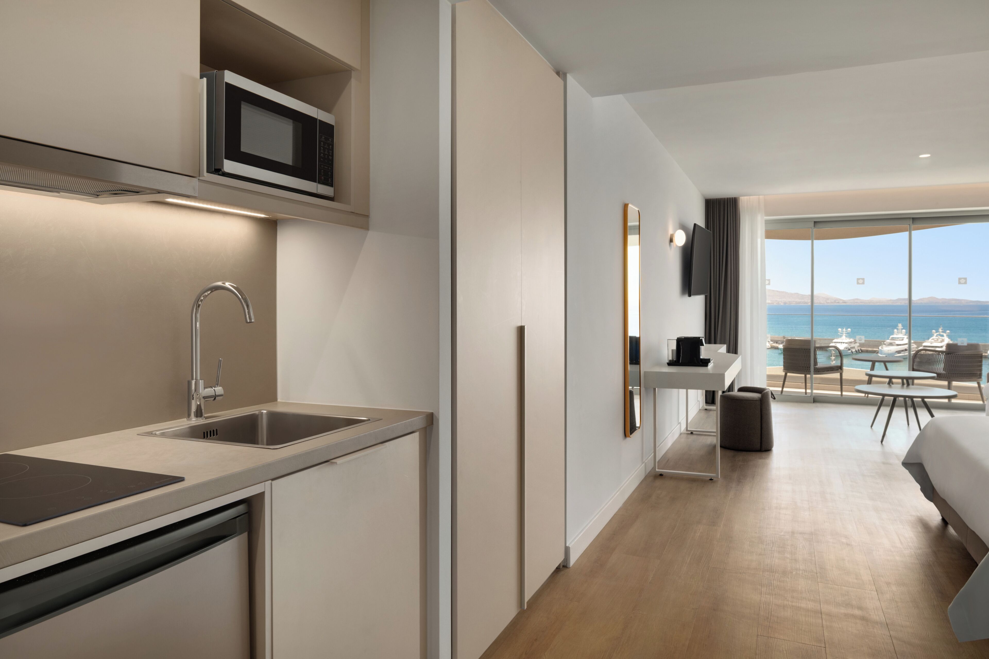 Superior Apartment, 2 Bedrooms, Sea View | Private kitchenette | Espresso maker, coffee/tea maker, mini-fridge, microwave
