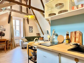 Interior - Apartment in historic Quimper, view over the rooftops (Quimper)