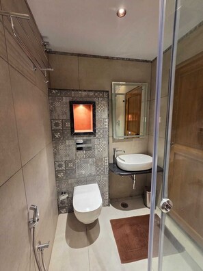 Suite | Salle de bain | Douche, serviettes fournies, savon, shampoing