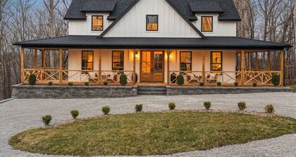 Brand new 6BR luxury retreat in the Paradise Grove golf cart community near Nolin Lake. Enjoy a designer interior, hot tub, fire pit, private backyard, and fully equipped kitchen. Perfect for groups with ping pong, shuffleboard, and space to relax