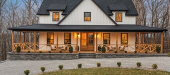 Brand new 6BR luxury retreat in the Paradise Grove golf cart community near Nolin Lake. Enjoy a designer interior, hot tub, fire pit, private backyard, and fully equipped kitchen. Perfect for groups with ping pong, shuffleboard, and space to relax