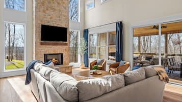 Smart TV, fireplace, video games
