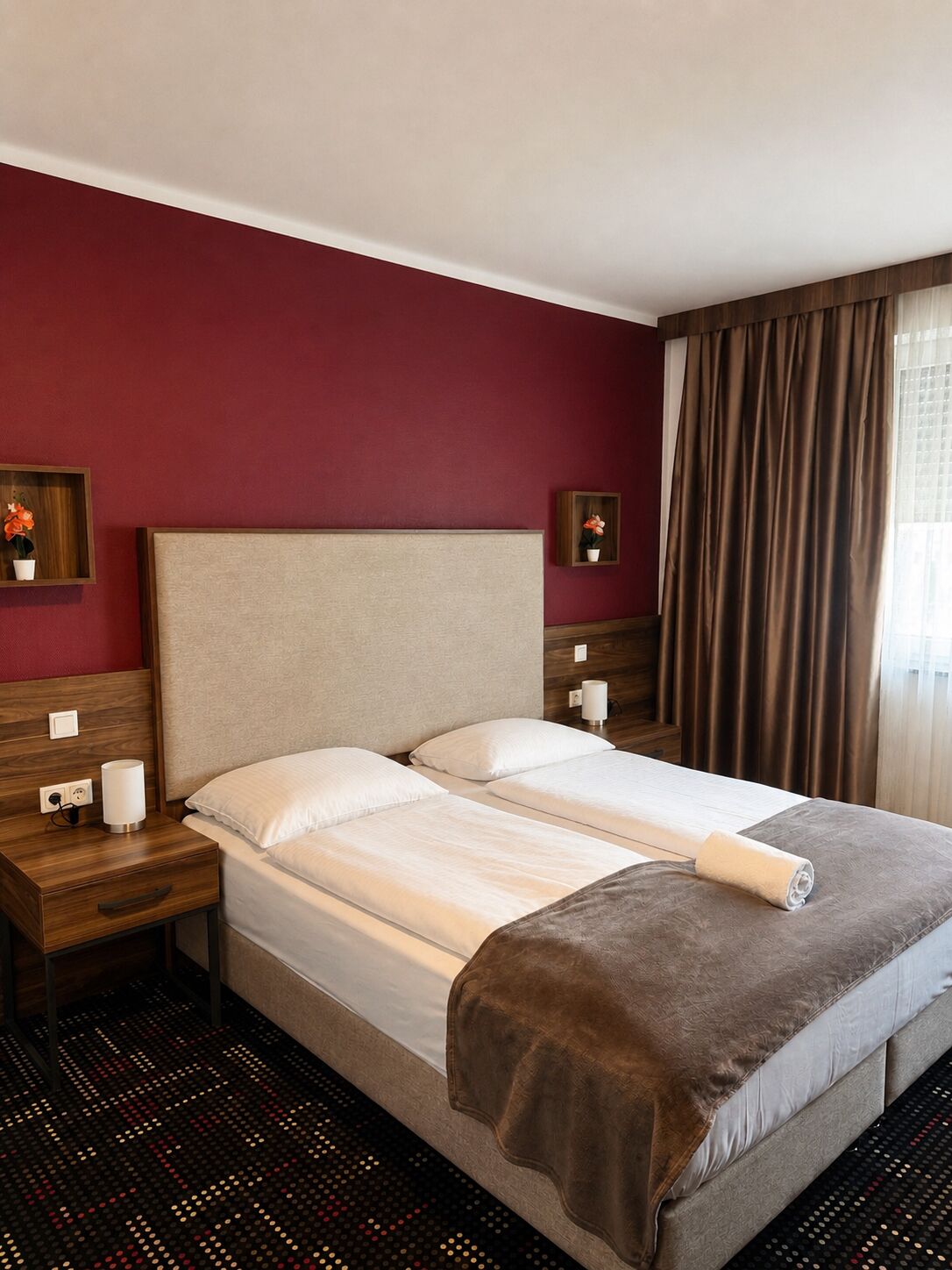 Desk, blackout curtains, iron/ironing board, free WiFi