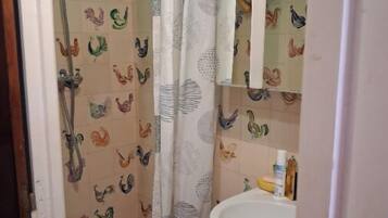 Shower, soap, toilet paper