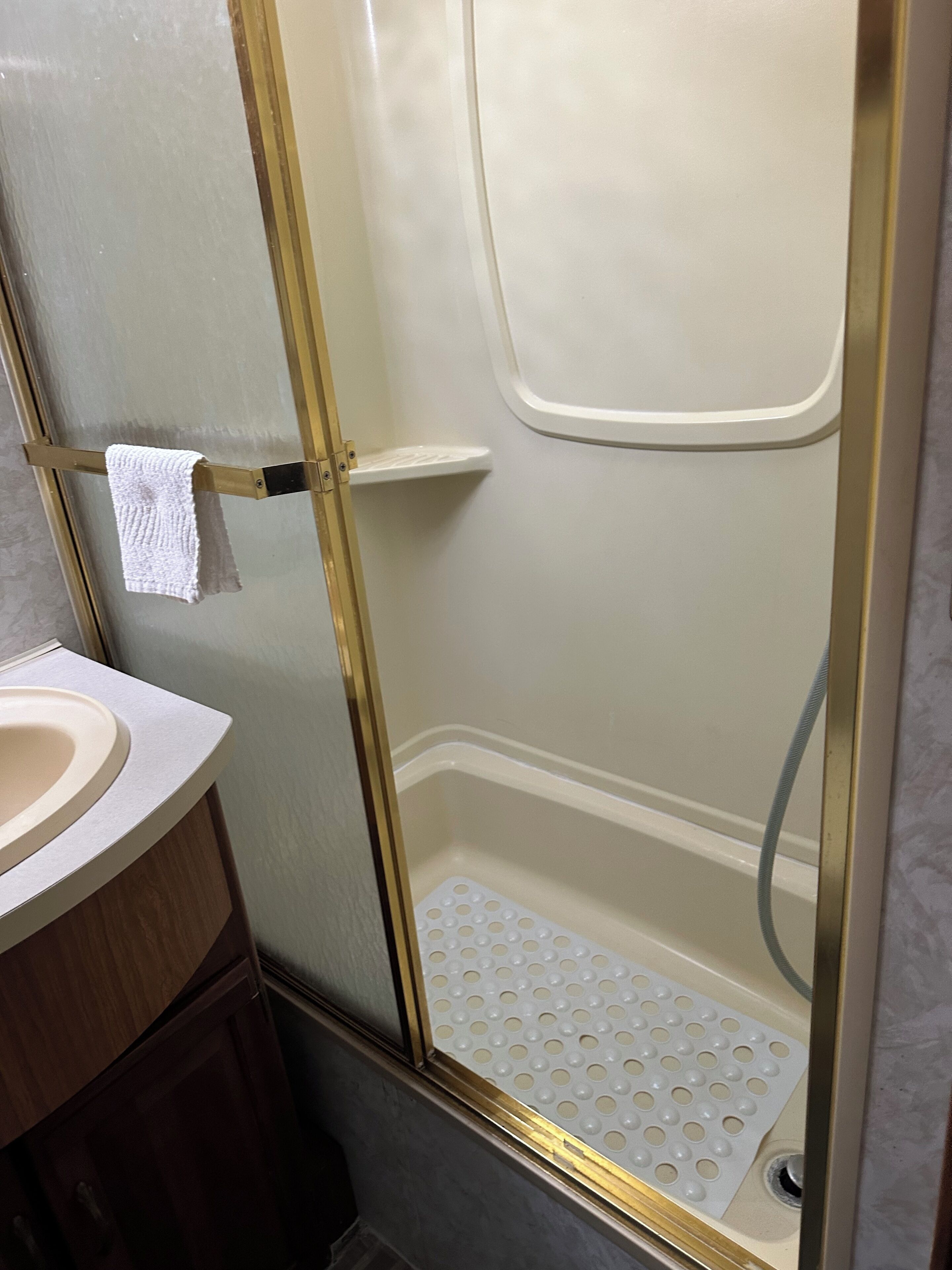 Hair dryer, bidet, towels, soap