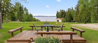 Lem's Paradise #2 | Cozy Lakefront Cabin w/ Mackinac Views & 300+ ft Shoreline