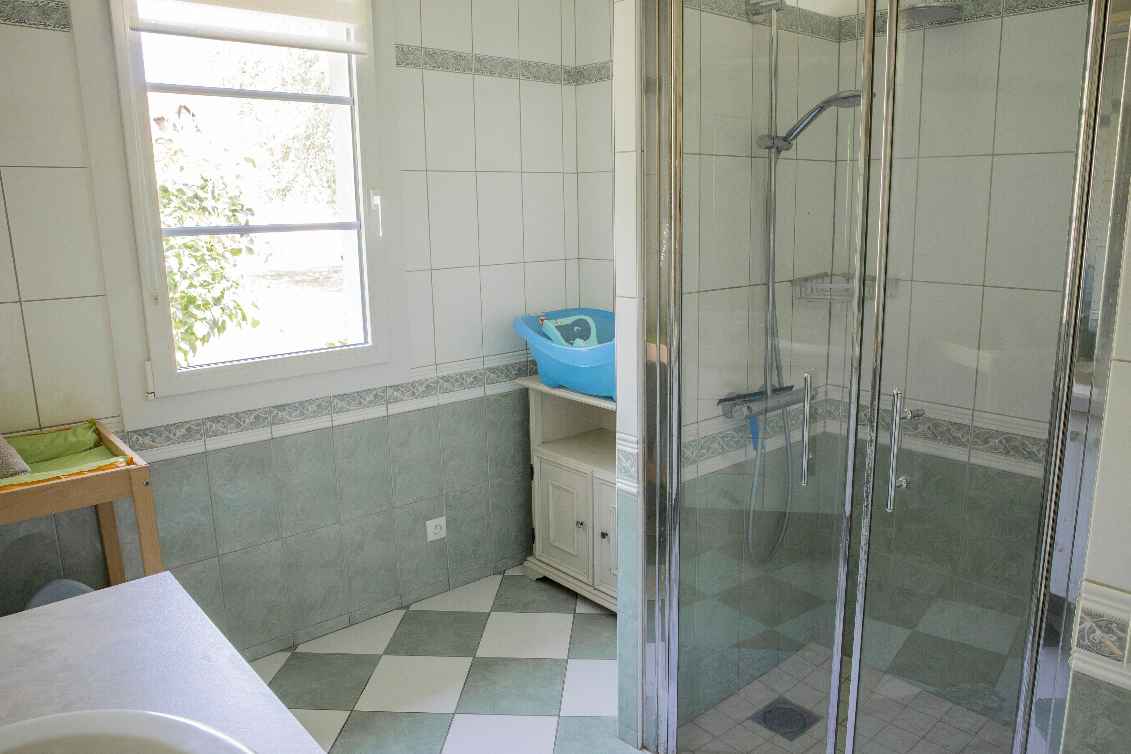 Shower, hair dryer