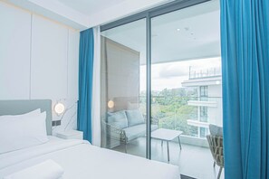 Classic Apartment, Balcony, Pool View | Balcony view - Coastal 1 bd apartment near the sea (Choeng Thale)