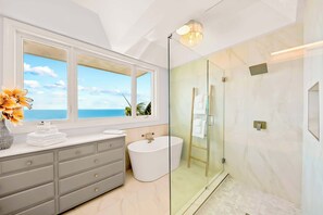 Shower, hair dryer, towels, shampoo - Whale Watch Paradise (San Diego)