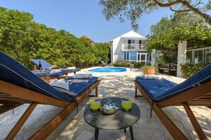 Terrace/patio - Family Four Bedroom Holiday Home with Pool (Mlini)