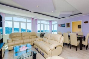 TV, fireplace - Three Bedroom Holiday Home, Pool, Sauna, Terrace (Gruda)