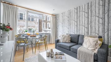 Căn hộ trung tâm thành phố, 1 giường đôi và sofa giường, không hút thuốc, quang cảnh thành phố | Khu phòng khách