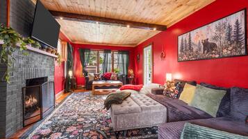 Smart TV, fireplace, video games, books
