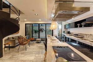 Fridge, microwave, oven, stovetop - Black House | Spacious 3BR Retreat in Aldea Zama (Tulum)