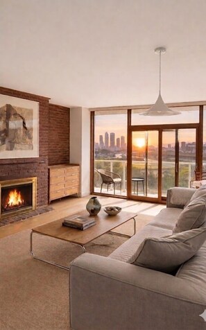 Living area - Exclusive 6Bed5Bath Penthouse • NYC Skyline view • Parking • Sun Room • Balcony (Weehawken Township)
