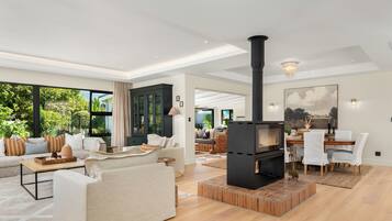 TV, fireplace