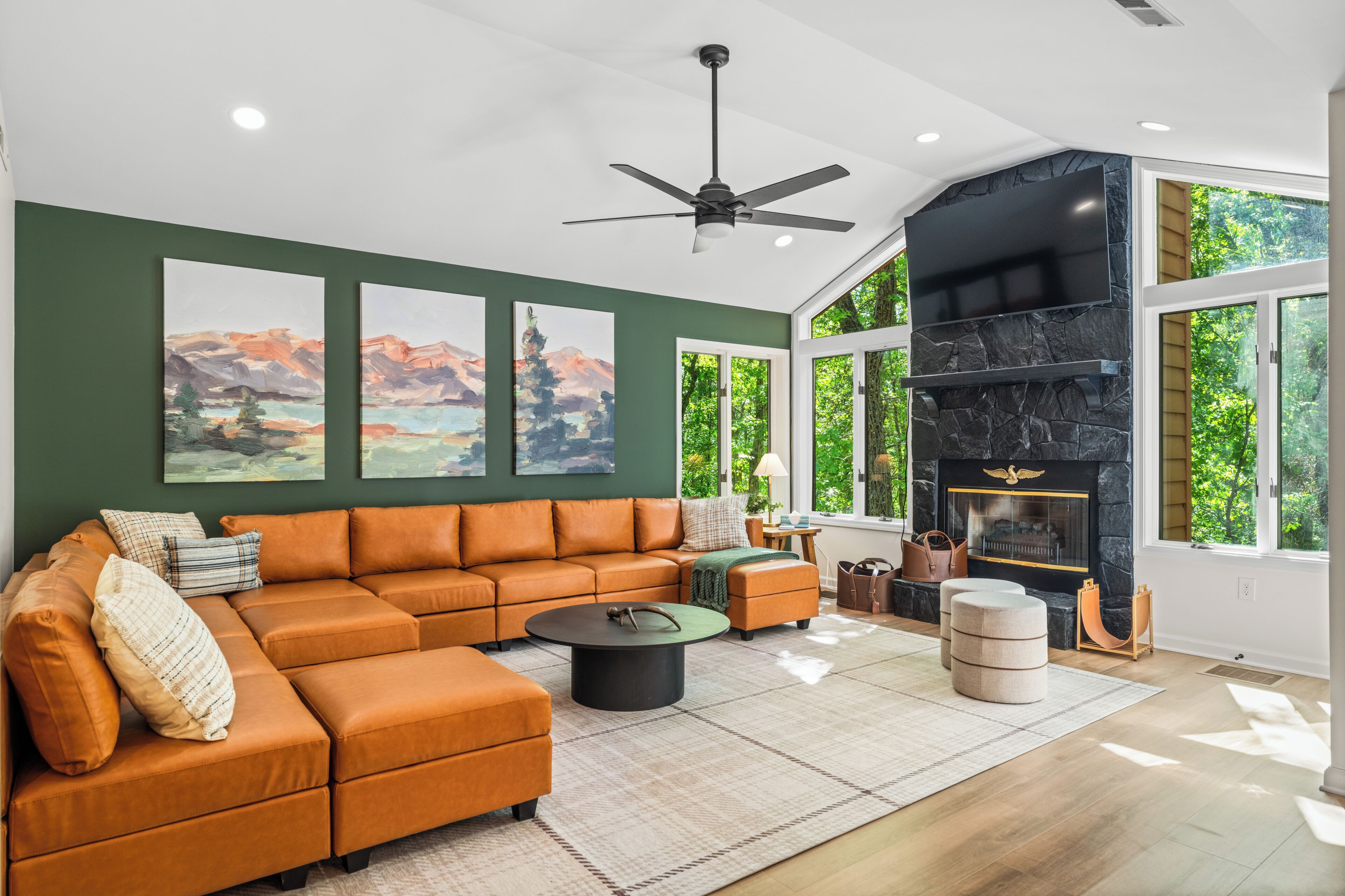 Smart TV, fireplace, video games