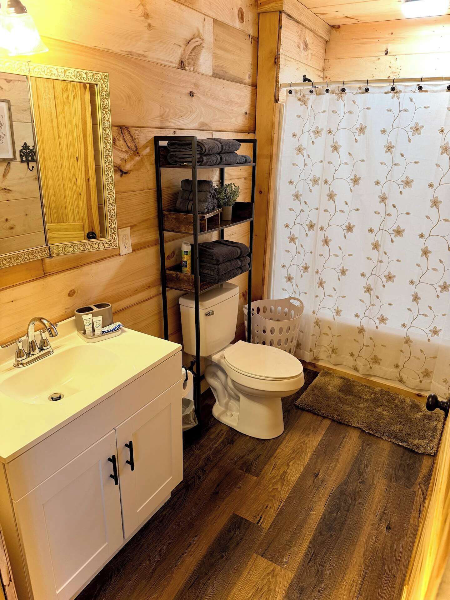 Shower, towels, soap, shampoo