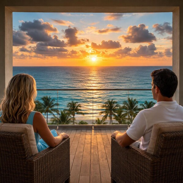 Terrace/patio - OCEANFRONT Punta Palmera Paradise ~ 2 BR apt. in Cap Cana w/Private Beach Access (Punta Cana)
