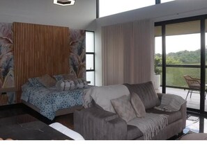 Luxury-Ferienhütte, Balkon, Bergblick | Wohnbereich