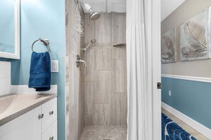 Shower, hair dryer, shampoo - Shoreline Escape: Oceanfront 2BR/2BA Sanctuary (Murrells Inlet)