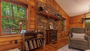 Fireplace, DVD player, books, music library - Cabin Close to Casino: King Bed, Hot Tub, 0 Pet Fees, 15 Minutes to GSMR Train (Whittier)