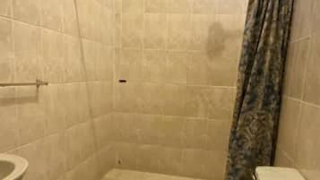 Shower, towels, soap, shampoo