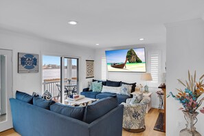 TV, fireplace - Bird and Sail! Spectacular water front home with private dock. (Toms River)