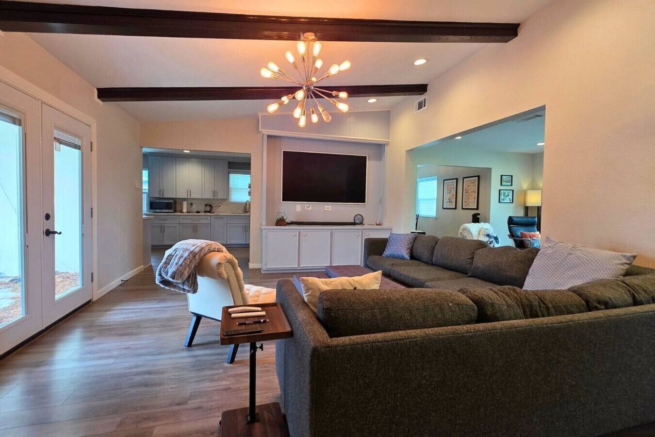 TV, fireplace, video games, stereo
