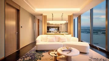 Suite, pemandangan sungai (Skyline) | Seprai premium, minibar gratis, brankas, dan meja kerja