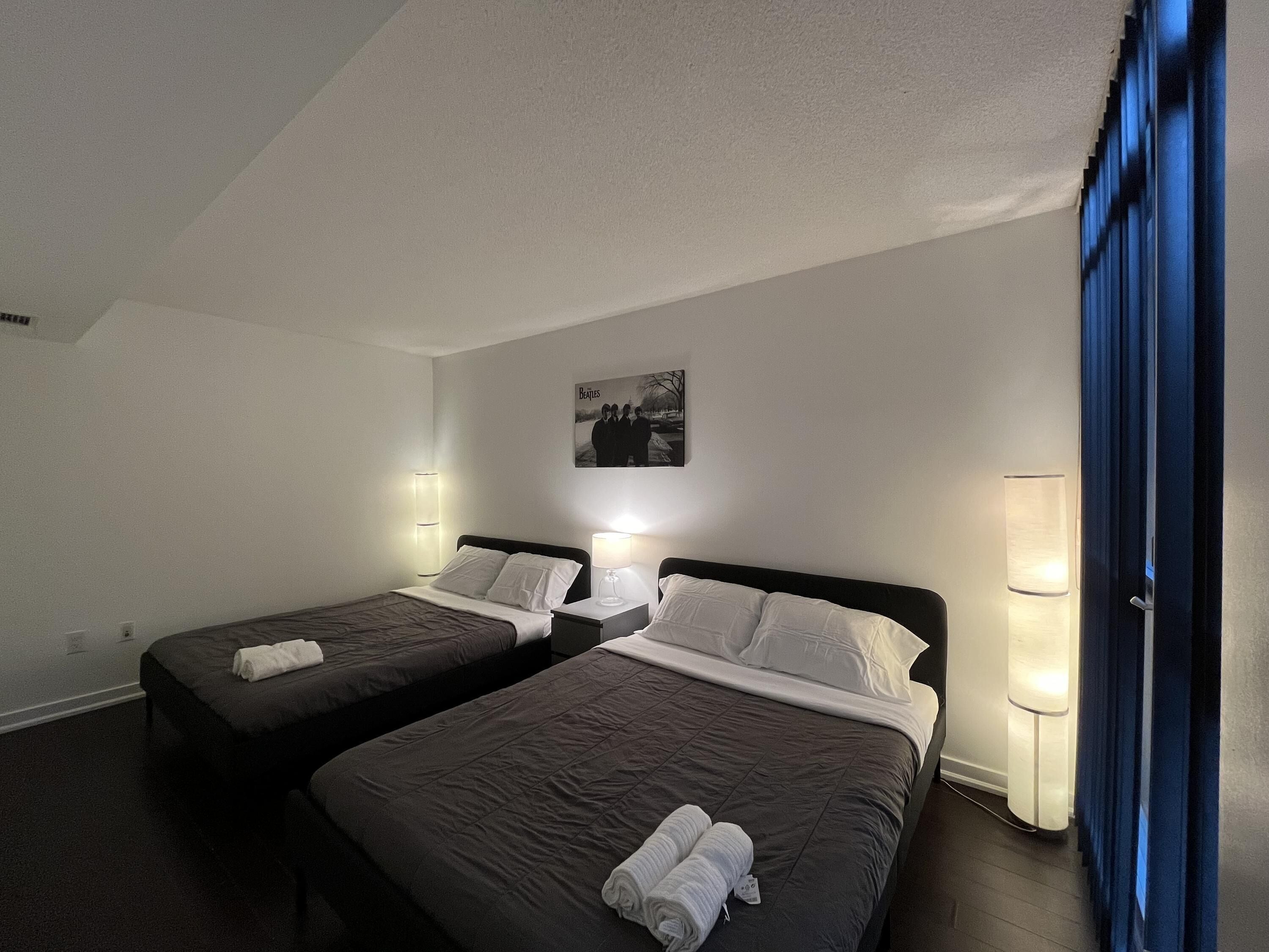 Blackout curtains, iron/ironing board, free WiFi, bed sheets