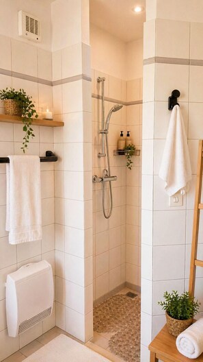 Shower, hair dryer, toilet paper - Elegant villa with private pool terrace & pétanque - Lubéron Provence (La Bastide-des-Jourdans)
