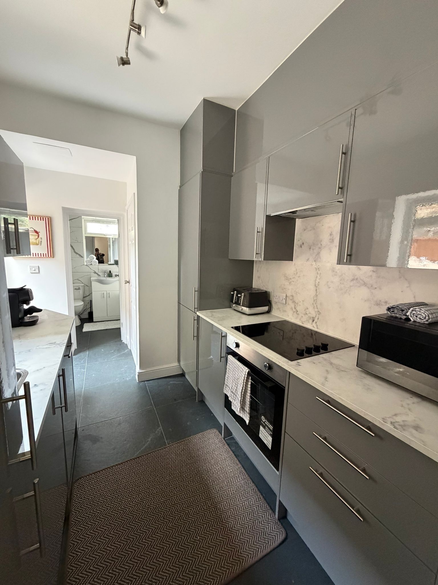Fridge, microwave, oven, dishwasher