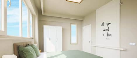 Ropa de cama de alta calidad, escritorio y cortinas blackout