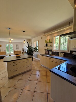 Fridge, microwave, oven, stovetop - Villa Oliveraie - Olive Grove Experience (Villecroze)