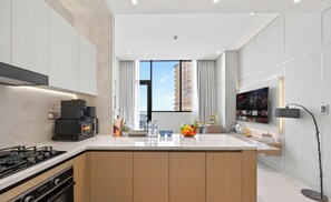 Luxury Apartment, City View | Private kitchen - 1BR Spa Suite With Private Jacuzzi (Dubai)
